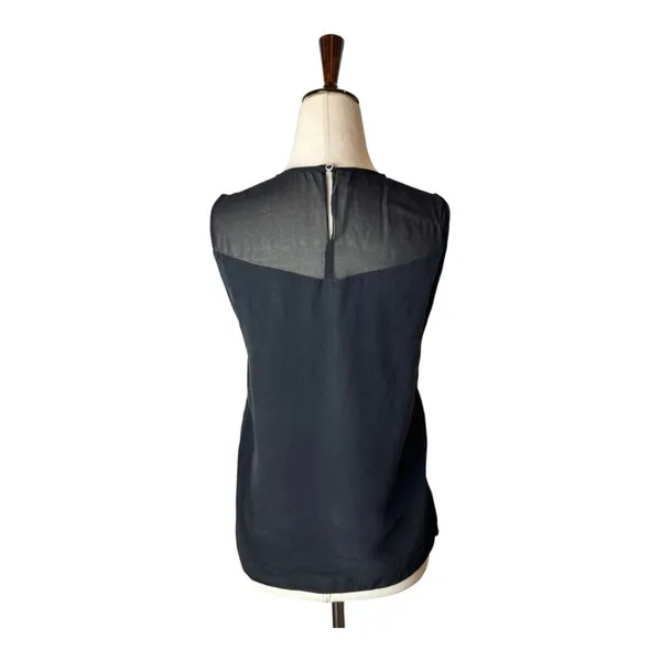 Sandro Shirt Women Small Black Sheer Bodice Lace Detail Top Whimsigoth Gothic‎ - Image 2