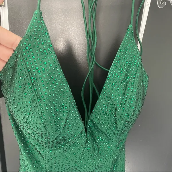 NWT LUCCI‎ LU 4156 GREEN Sparkle Backless Dress Sz 2 $248 - Image 2