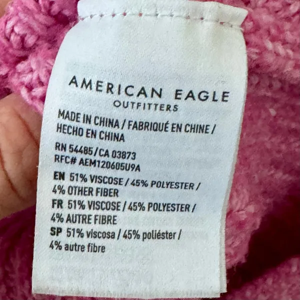 American Eagle AEO Pink Crew Neck Sweater Medium Cozy Split Hem - Image 7