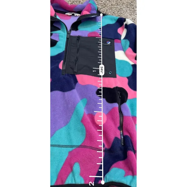 Original Fables Pink Purple Camo Quarter Zip Fleece Pullover Jacket Womens Small - Image 8