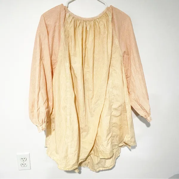Free People Size Small Striped Button Front Oxford Swing‎ Tunic in Golden Combo - Image 6