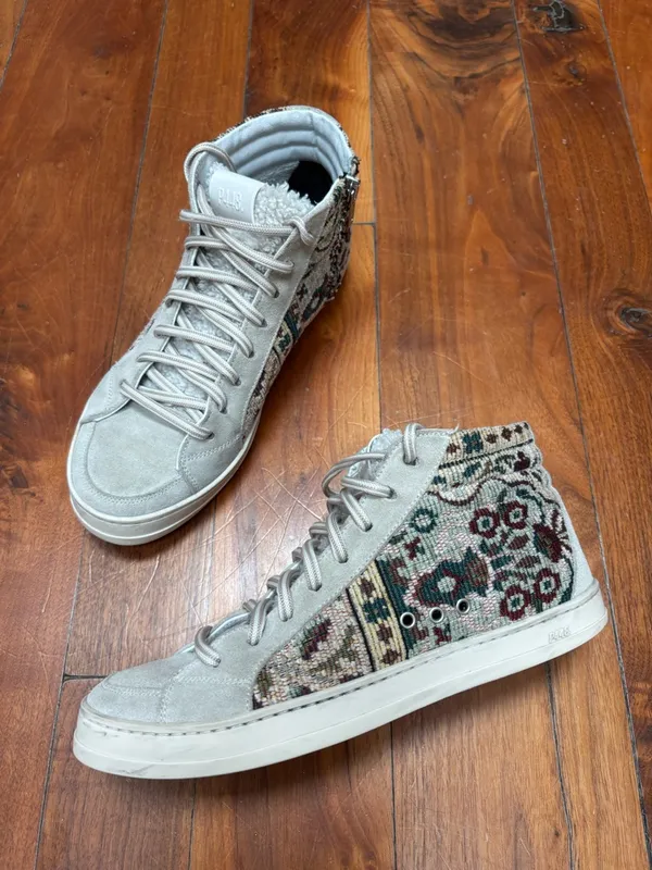 P448 Lila High Top Tapestry / Embroidered Sneakers 38 - Image 3