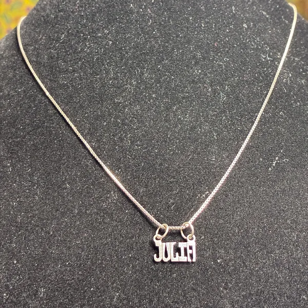Custom "JULIA" Sterling Silver Block Name Necklace 20” - Image 8