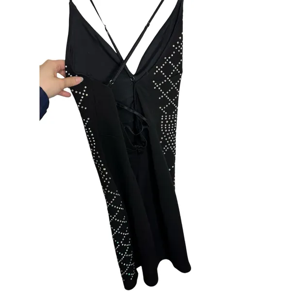 Elegant Black Studded Dress Size M - Image 2