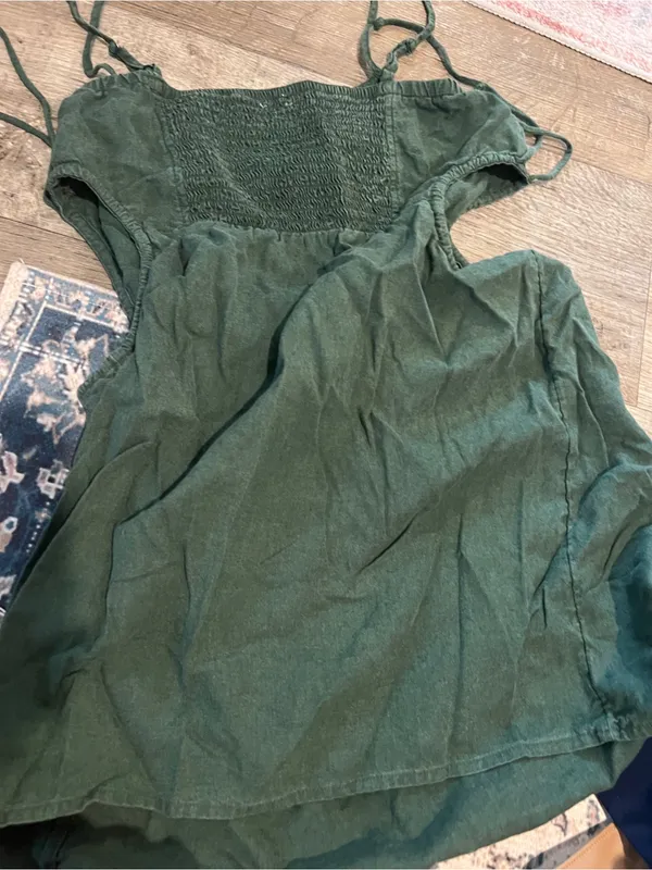 Aerie Dark Green Spaghetti Strap cut out Slip Dress - Image 10