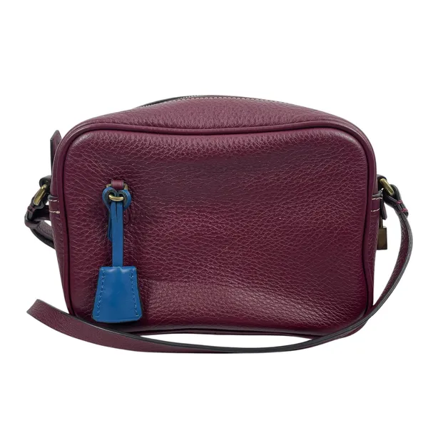 J. Crew Signet Pebble Leather Crossbody Camera Bag Burgundy Red - Image 5
