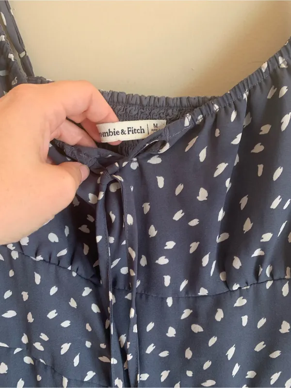 Abercrombie & Fitch Grey Blue Spotted Summer Dress Lightweight Women Size M - Image 3