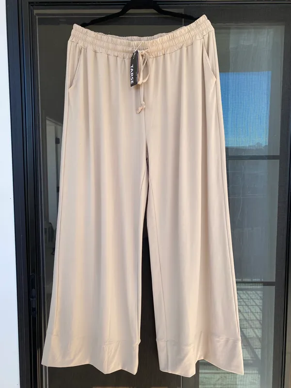 Tarse Wide Leg Palazzo High Waist Casual Sweatpants With Pocakets Yoga Pants New - Image 4