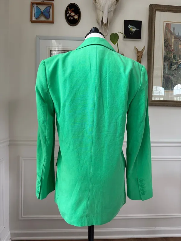 NWOT Farm Rio Bright Green Blazer Oversized Shoulder Pads $210 XXS XS S - Image 3