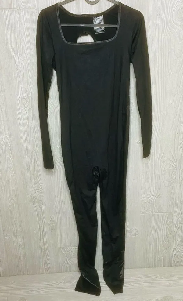 Leg Avenue medium black slick cat suit once piece outfit costume Halloween - Image 2