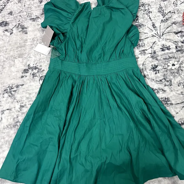 Chelsea 28 Green Enamel A-Line Linen Blend Mini Dress - Womens Size L - Image 7