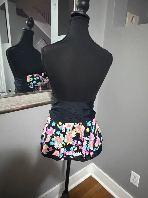 Bongo floral print strapless peplum one piece swimsuit with skirt size large - Image 6