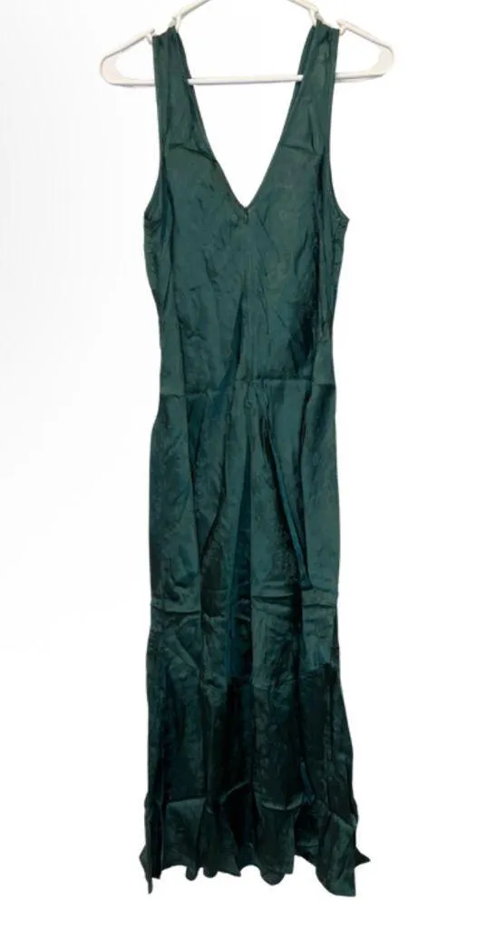 NWT Lulu's Exceptional Ideal Emerald Green Satin Jacquard Midi Dress Size M - Image 3