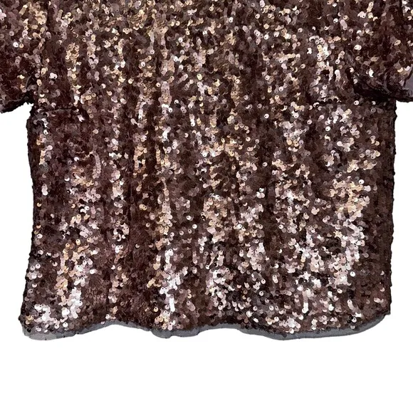 Abercrombie and Fitch Rose Gold Sequins Top Tie Open Back Boxy‎ party S - Image 7