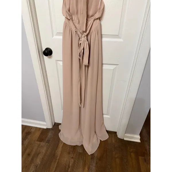 Reformation High Halter Neck‎ Open Back Maxi Dress Blush Nude Formal Gown - Image 9