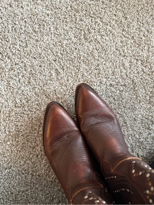 Frye Brown Billy Pull On Leather Studded Tall Cowboy Boot - Image 10