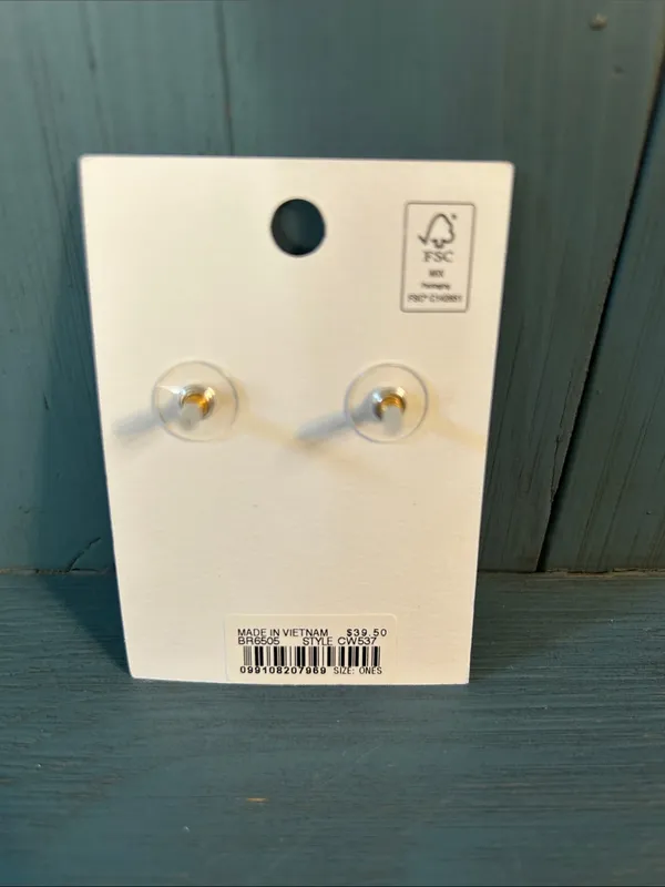 J. Crew Gold and Brown Football Crystal Stud Earrings - New $39.50 - Image 2