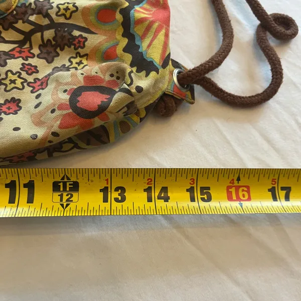 Vera Bradley Retired Provencal Drawstring Backpack Cinch Bag Yellow Paisley - Image 3