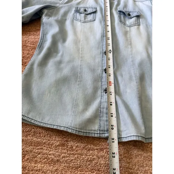 Highway Jeans Light Wash Denim Western Shirt Size S 100% Cotton - Image 4