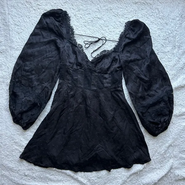 For Love and Lemons Black Coquette Natalie Mini Dress Size Small - Image 3