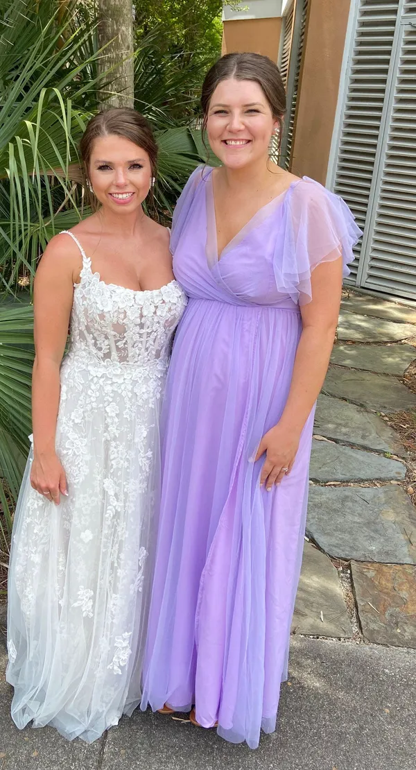 Purple Flowy Bridesmaid Dress Size XL - Image 2