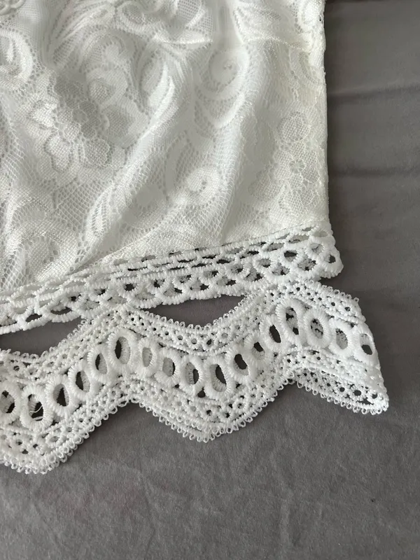 White Lace Detail Zip Back Crop Top - Image 5