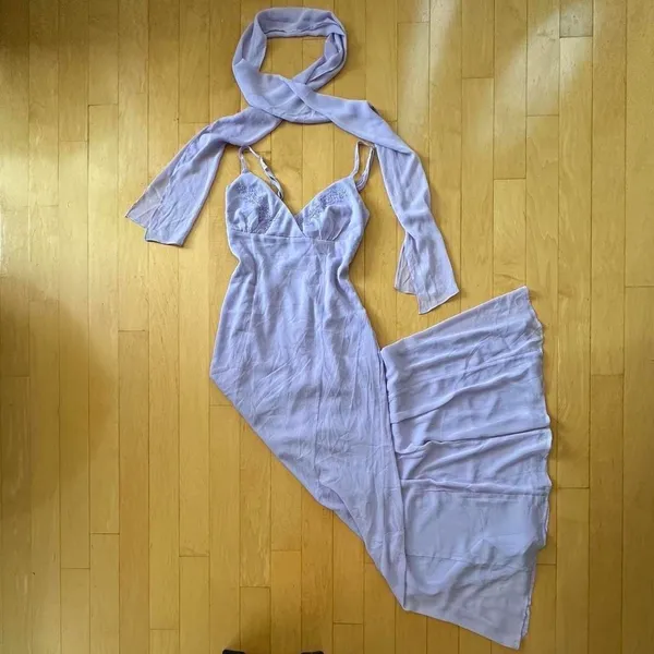Princess Polly Jadira purple lavender beaded maxi dress with scarf - Image 4