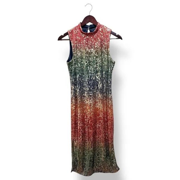 Studio 19 Womens Ombre Sequin Mock Neck‎ Sleeveless Midi Dress S Party New Year - Image 2
