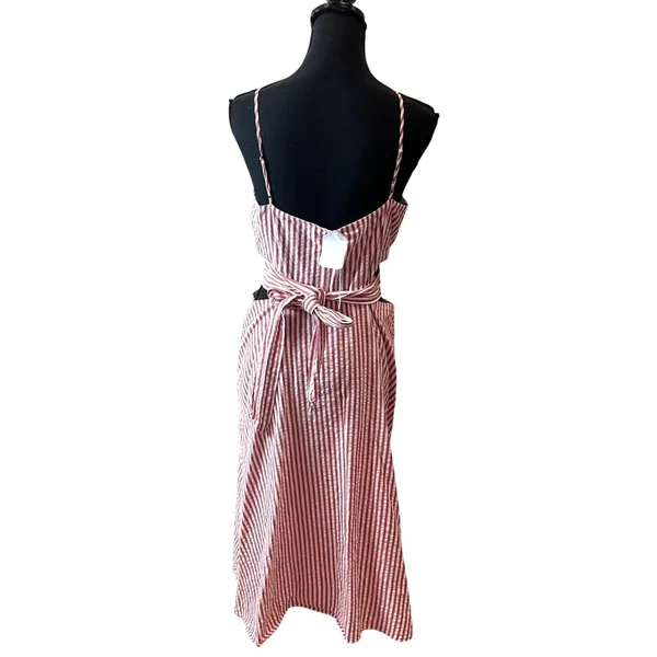 Jason Wu Red Candy Striped Midi Dress Size 12 Seersucker Sundress Cotton $290 - Image 10