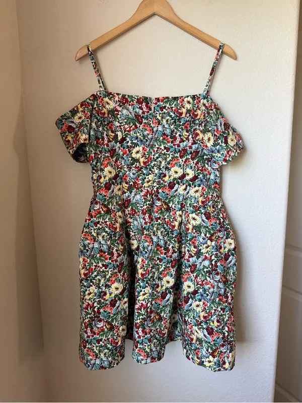 Anthropologie Maeve Bow Off-The-Shoulder Floral Mini Dress Size XL - Image 4