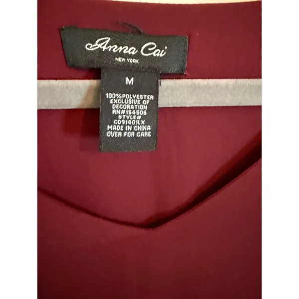 Anna Cai Maroon Fringe Dress Size Medium. Date Night Outtings Get Together - Image 2
