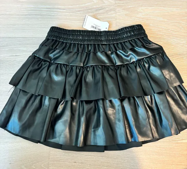 Ruffle leather skirt Black Size M - Image 4