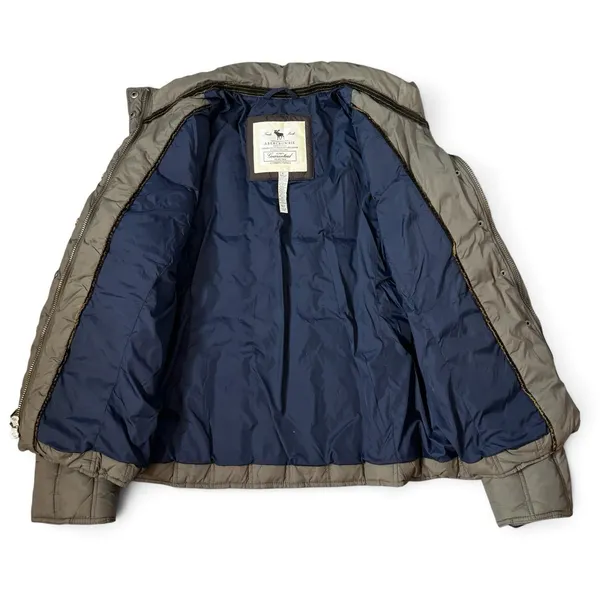 Vintage Y2K Abercrombie & Fitch Down Quilted Puffer Jacket Size L Green Military - Image 3