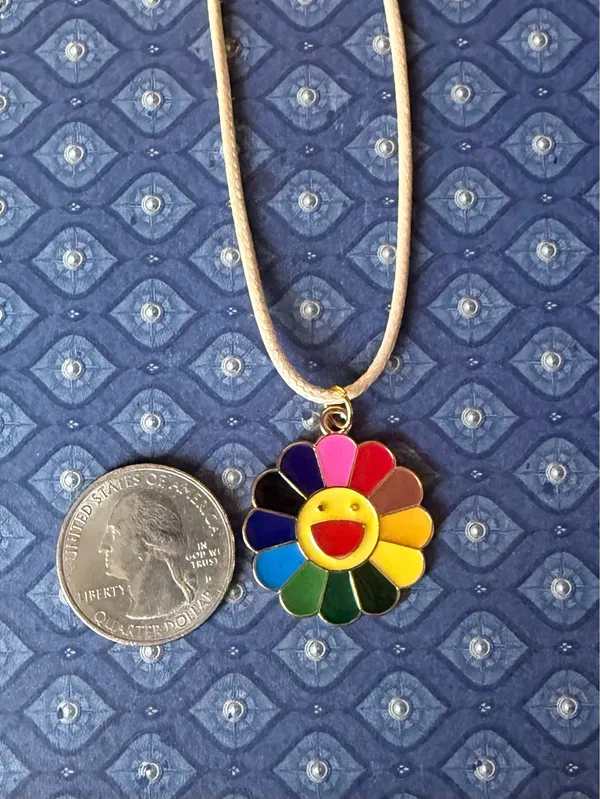 Handmade rainbow sunflower unisex Kawaii y2k harajuku style necklace🌻🌈❤️ - Image 7