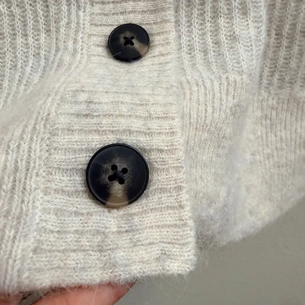 Everlane The Oversized Alpaca‎ Cardigan Oatmeal Cream/Gray Knit XXS Cozy Soft - Image 7
