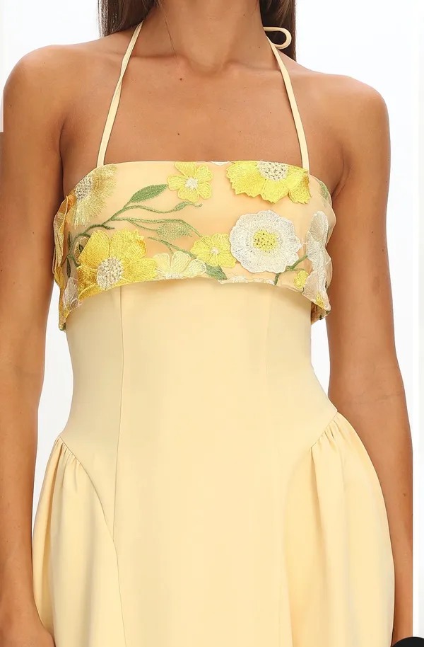 Sunbeam Kiss Foldover Floral Bust Maxi Dress Butter - Image 5