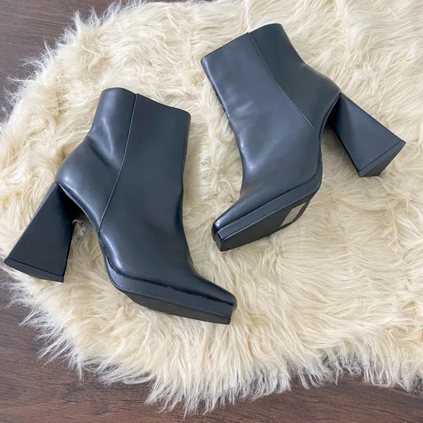 NY & Company New Yolana Triangle Heel Square Toe Platform High Heel Ankle Boots - Image 2