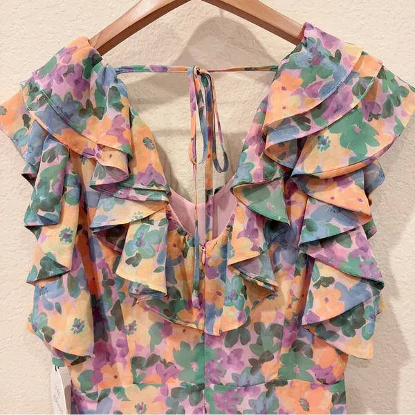 Lost + Wander Florescence Cottage Midi Dress in Yellow Purple Floral One Size - Image 5