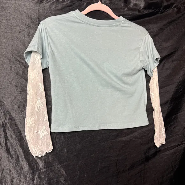 Y2K Baby Tee Blue Size XS - Image 4