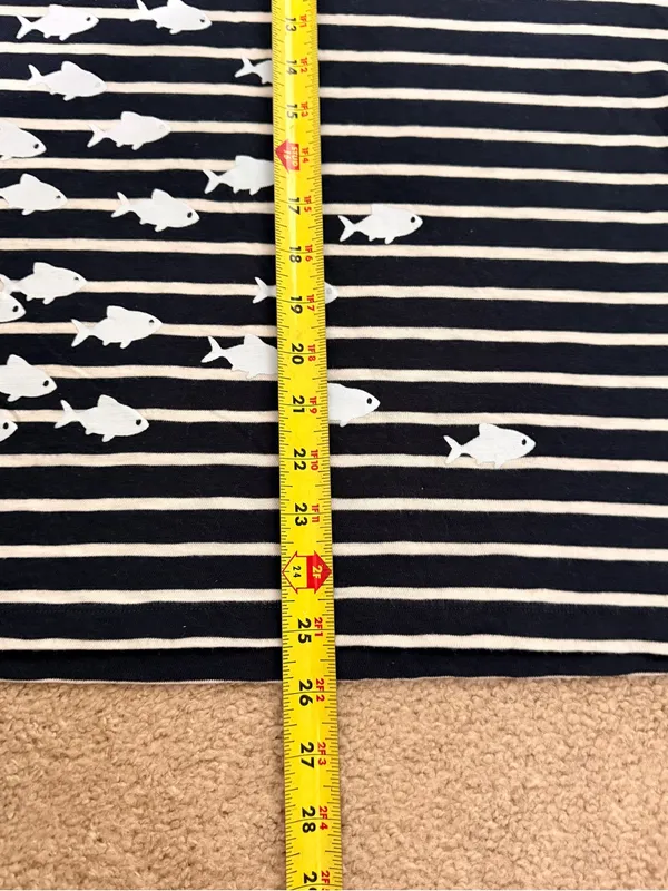 J.Crew Fishy Collector Tee XL Navy‎ Stripe Fish Print Cotton Coastal Top - Image 7