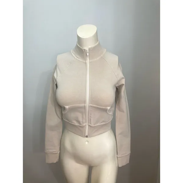 SKIMS Size XS basic sweater outdoor track jacket ap-zip-1120 bone beige NWT - Image 11
