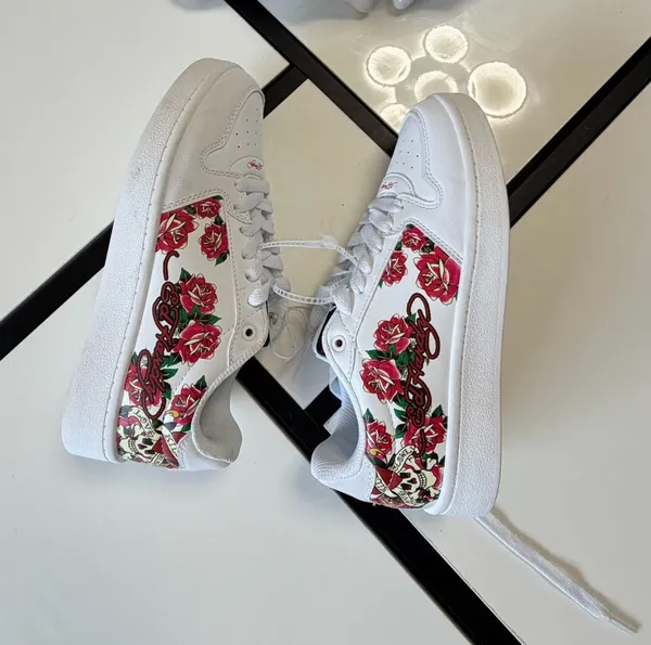 🔥 Ed Hardy Skull & Roses Court Sneakers (Size 7.5) - Image 2