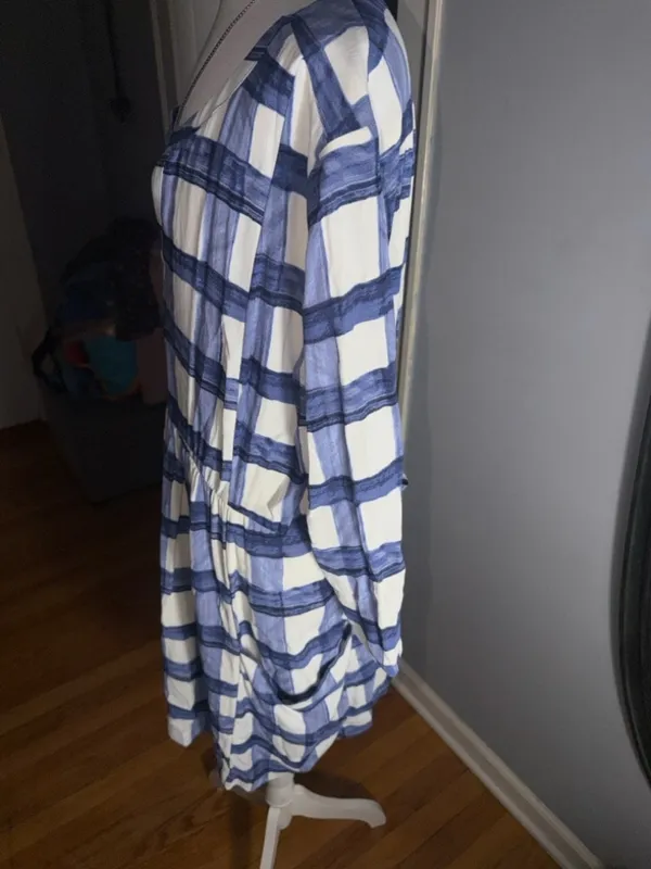 Maeve Blue and White Plaid Drawstring dress - Image 7