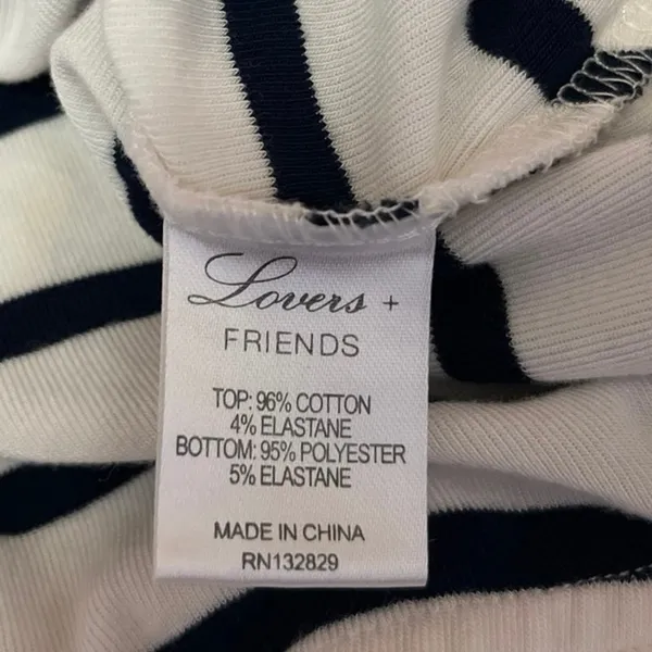 REVOLVE Lovers + Friends White Black Striped Long Sleeve Romper Bodysuit Top M - Image 5