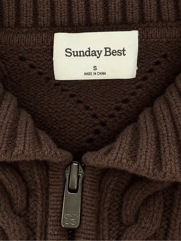 Sunday Best Gigi Cable-Knit Zip Sweater - Image 4