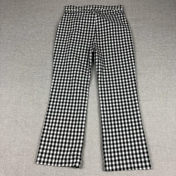 Free People Pants Womens Large Black White Gingham Twill Stretch Crop Kick Flare - Image 2
