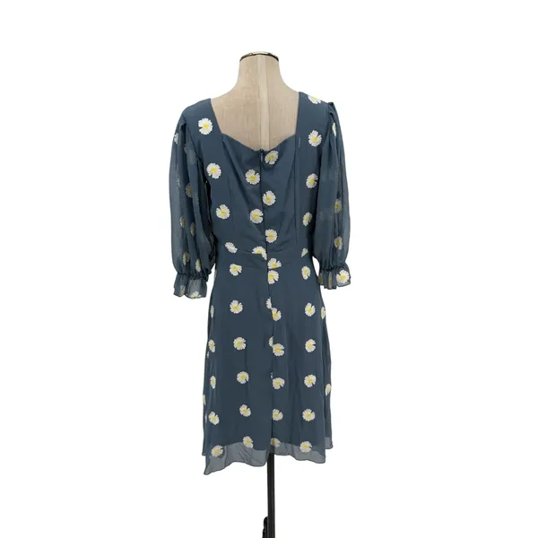 Ivy City Co Daisy Embroidered Floral Lace Trim Midi Dress Blue Size Medium - Image 6