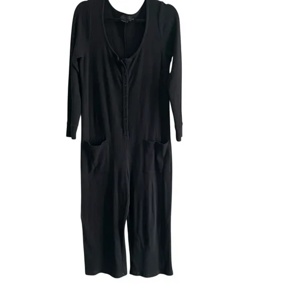 HATCH Daily Feed Maternity Waffle Knit Jumpsuit Black Small - Image 4