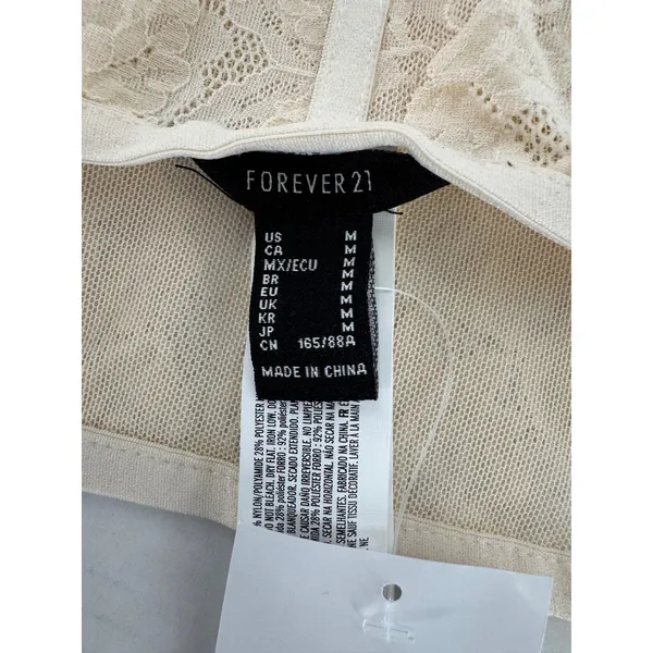 Forever 21 Ivory Lace Corset Bustier Lace Up Ribbon Coquette Y2K Romantic Fairy - Image 6