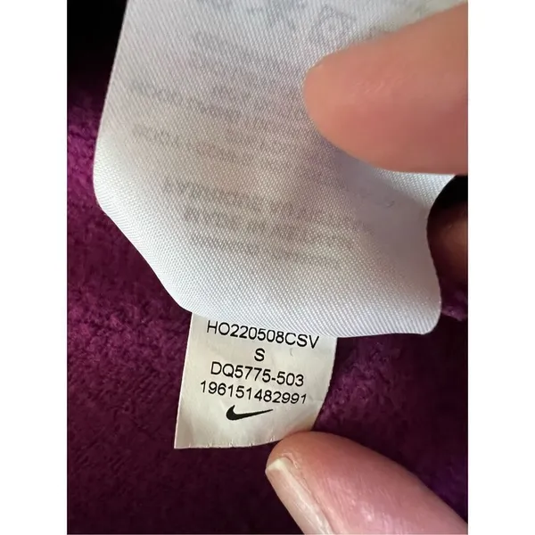 Nike Fuchsia Purple White Logo Club Pullover Fleece Hoodie Women's Small - Image 4